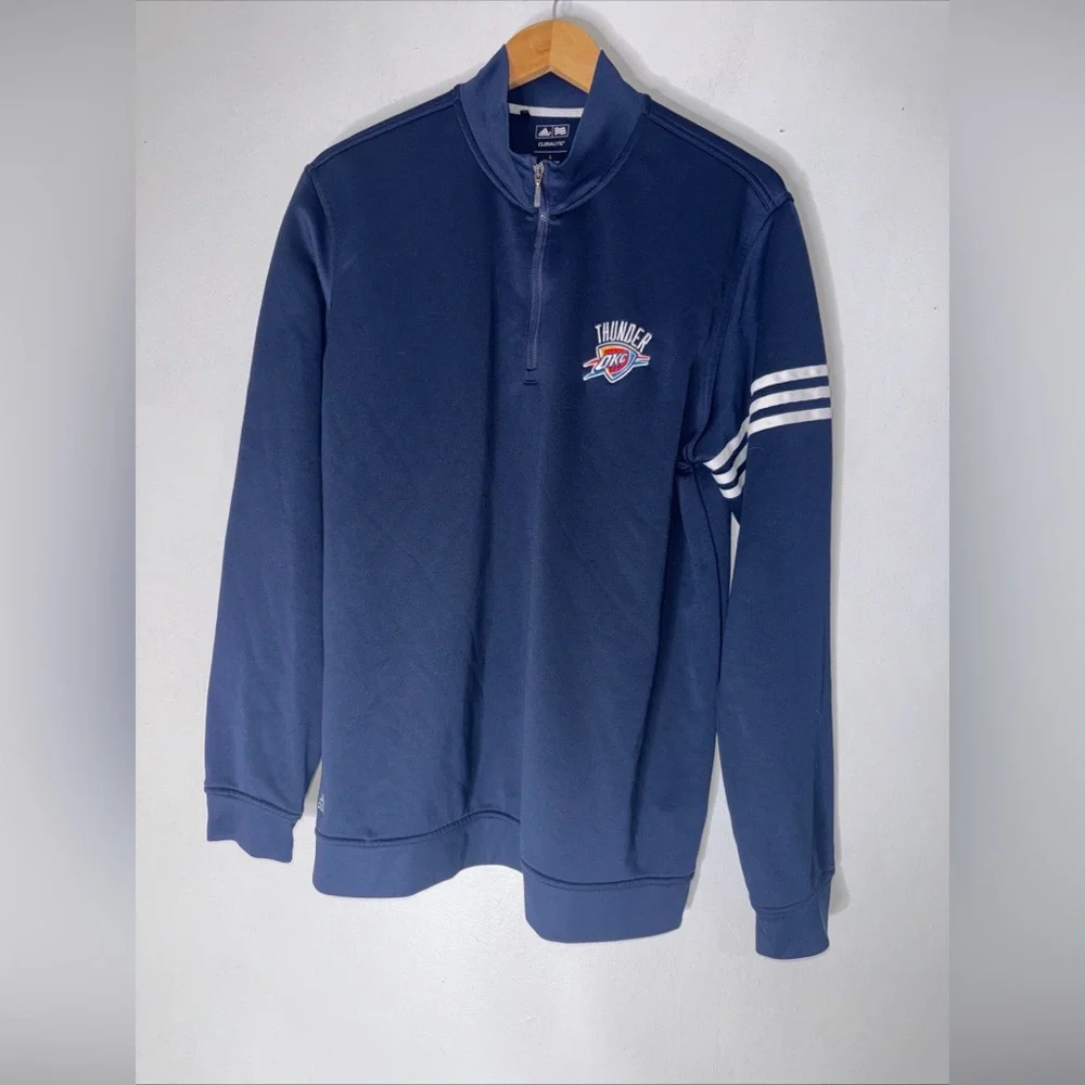 Adidas Climate large‎ Mock 1/4 Zip Navy Blue OKC Oklahoma Thunder